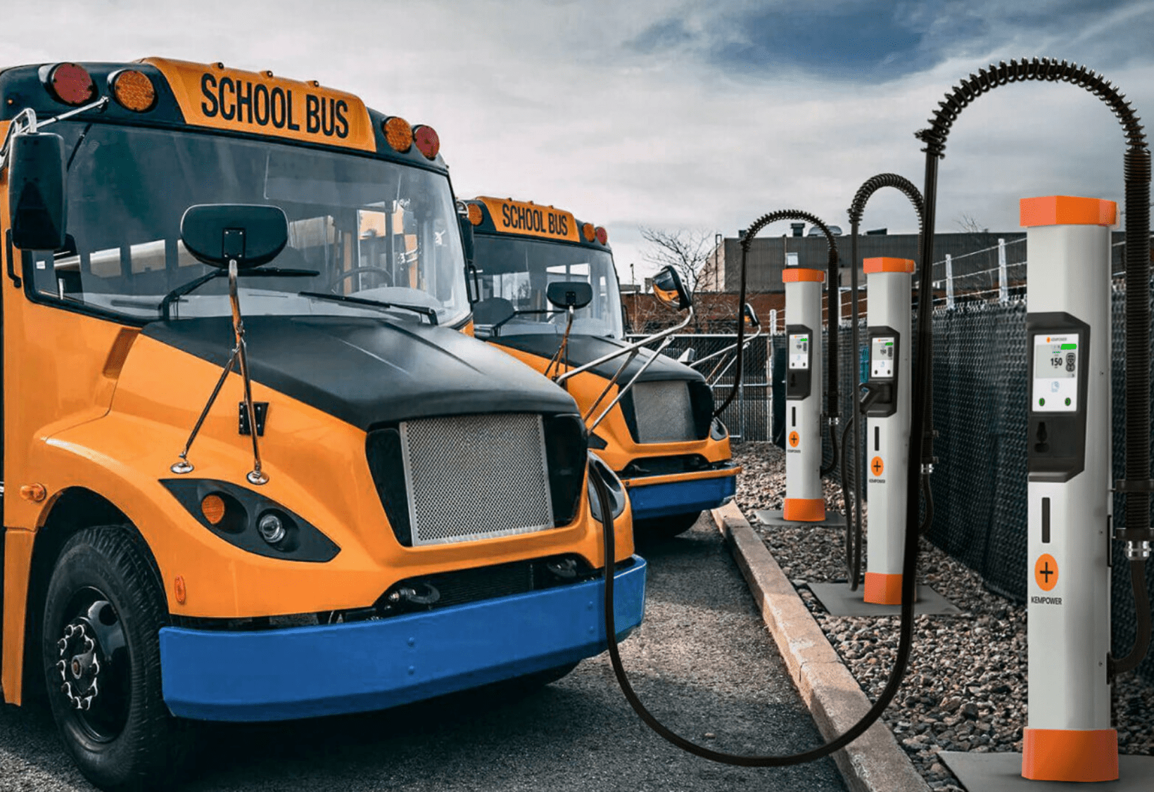 buses charging at Kempower chargers