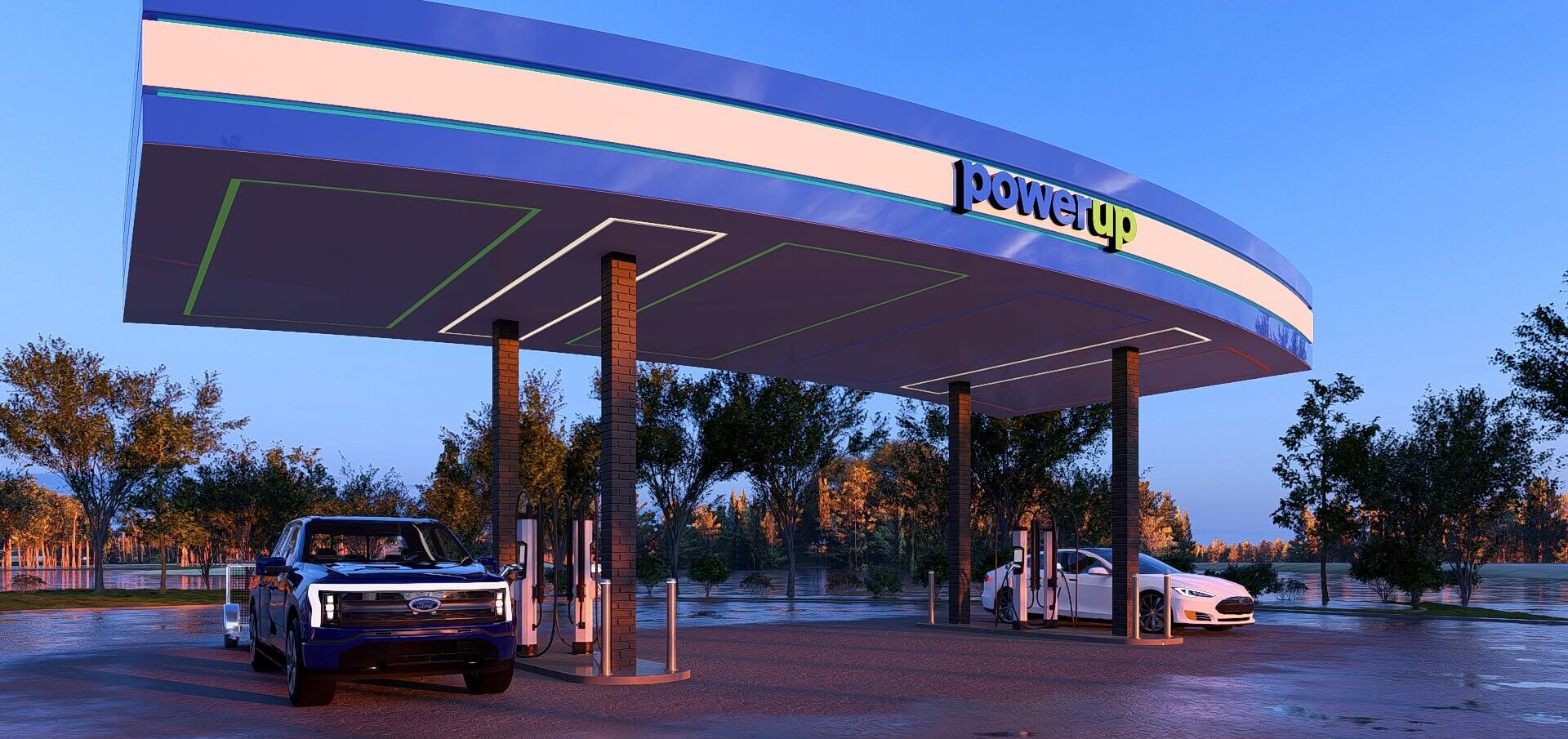PowerUp Station in the afternoon